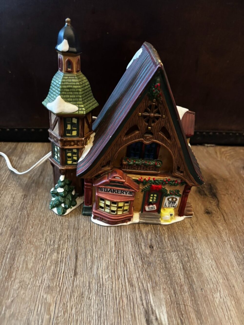 Santas Workshop Christmas Village light up house Petit Four Bakery